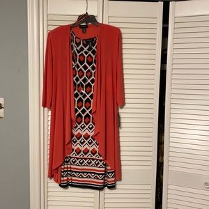 Coral and Black 2 pc dress.  church/wedding.